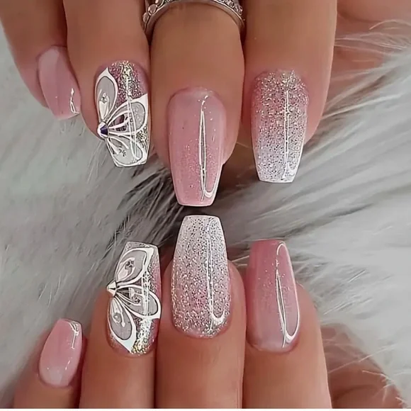 Shimmering Beauty Nail Art Pieces with Elegant Sister Style 24 pcs - Picture 5 of 5